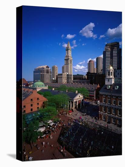 Quincy Market, Boston, MA-Walter Bibikow-Stretched Canvas