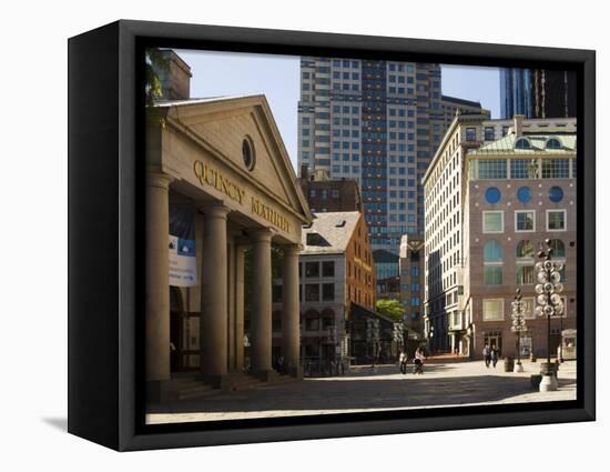 Quincy Market by Faneuil Hall, Boston, Massachusetts, USA-Amanda Hall-Framed Stretched Canvas