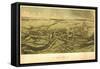 Quincy, Massachusetts - Panoramic Map-Lantern Press-Framed Stretched Canvas