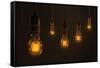 Quintet of Vintage Light Bulbs-chianim8r-Framed Stretched Canvas