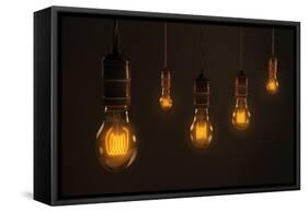 Quintet of Vintage Light Bulbs-chianim8r-Framed Stretched Canvas
