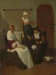 Interior with Fisherman and Man Beside a Bobbin and Spool-Quiringh Gerritsz van Brekelenkam-Art Print