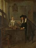 Interior with Two Men by the Fireside,-Quiringh Gerritsz van Brekelenkam-Art Print