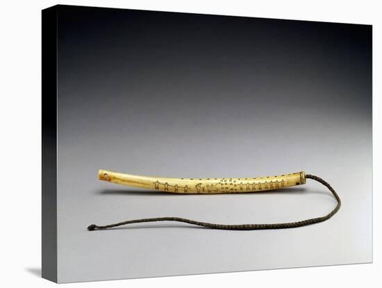 Quirt, Engraved Elk Antler, Crow Nation, C.1840 (Bone) (See also 434926)-American-Stretched Canvas