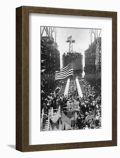 Quistconck First Warship Completed at Hog Island Shipyards, During WWI-Carl Thoner-Framed Photographic Print