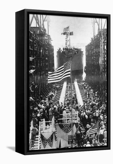 Quistconck First Warship Completed at Hog Island Shipyards, During WWI-Carl Thoner-Framed Stretched Canvas