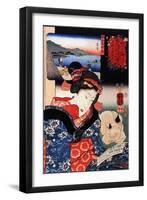 Quite Time with Cat-Kuniyoshi Utagawa-Framed Art Print