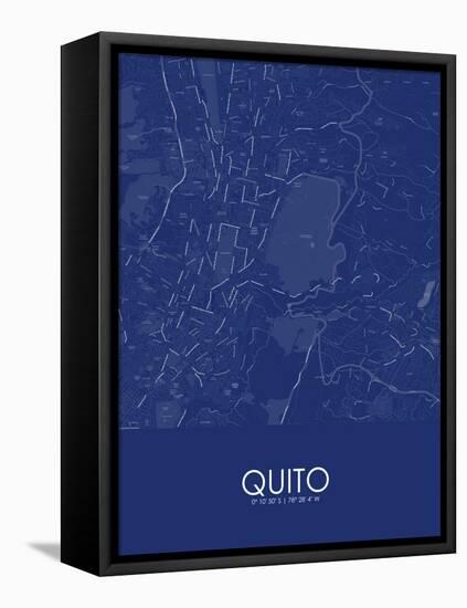 Quito, Ecuador Blue Map-null-Framed Stretched Canvas
