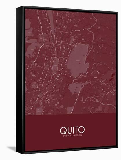 Quito, Ecuador Red Map-null-Framed Stretched Canvas