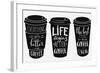 Quote Lettering on Coffee Paper Cup Shape Set-Lelene-Framed Art Print