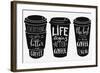 Quote Lettering on Coffee Paper Cup Shape Set-Lelene-Framed Art Print