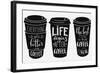 Quote Lettering on Coffee Paper Cup Shape Set-Lelene-Framed Art Print