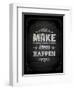 Quote Typographical Design. "Make Ideas Happen"-Ozerina Anna-Framed Art Print