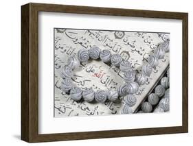Quran and Tasbih (prayer beads), with Allah monogram in red, France-Godong-Framed Photographic Print