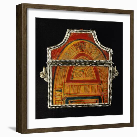 Quran-Holder in Silver, Coral, Wood and Leather, Morocco-null-Framed Giclee Print