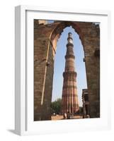 Qutab Minar Tower, UNESCO World Heritage Site, New Delhi, India, Asia-Wendy Connett-Framed Photographic Print