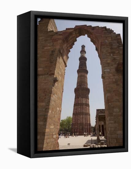 Qutb Minar Through Arch, Qutb Complex, Delhi, India, Asia-Martin Child-Framed Stretched Canvas