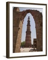 Qutb Minar Through Arch, Qutb Complex, Delhi, India, Asia-Martin Child-Framed Photographic Print