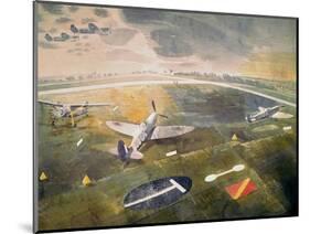 R.A.F. Planes on an Airfield-Eric Ravilious-Mounted Giclee Print