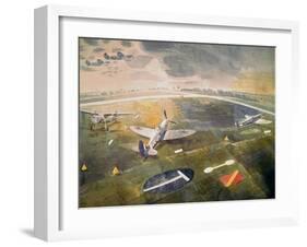 R.A.F. Planes on an Airfield-Eric Ravilious-Framed Giclee Print