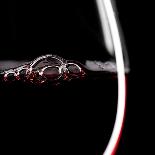 Red Wine Glass Silhouette on Black Background with Bubbles-r classen-Framed Stretched Canvas