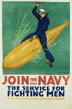 Join the Navy - the Service for Fighting Men Poster-R.F. Babcock-Framed Stretched Canvas