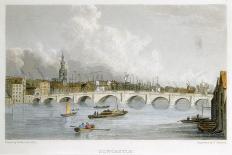 Stone Arched Bridge across the Tyne at Newcastle-Upon-Tyne, England, C1830-R Francis-Framed Stretched Canvas