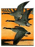 Geese Flying in Formation-R.H. Gamble-Stretched Canvas