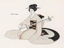 Japanese Musician Plays the Samisen-R. Halls-Stretched Canvas