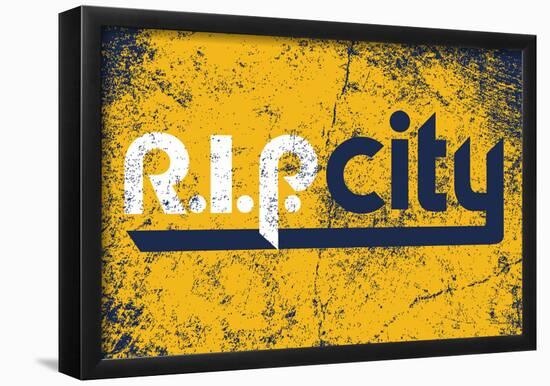 R.I.P. City Distressed Navy-null-Framed Poster