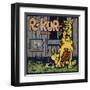 R Kur Brand - Riverside, California - Citrus Crate Label-Lantern Press-Framed Art Print