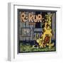 R Kur Brand - Riverside, California - Citrus Crate Label-Lantern Press-Framed Art Print