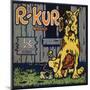 R Kur Brand - Riverside, California - Citrus Crate Label-Lantern Press-Mounted Art Print