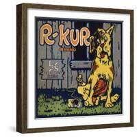 R Kur Brand - Riverside, California - Citrus Crate Label-Lantern Press-Framed Art Print