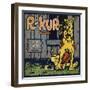 R Kur Brand - Riverside, California - Citrus Crate Label-Lantern Press-Framed Art Print