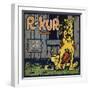 R Kur Brand - Riverside, California - Citrus Crate Label-Lantern Press-Framed Art Print