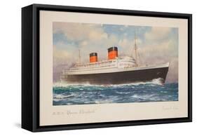 R.M.S. Queen Elizabeth Poster-Charles E. Turner-Framed Stretched Canvas