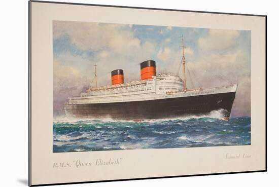 R.M.S. Queen Elizabeth Poster-Charles E. Turner-Mounted Giclee Print