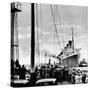 R.M.S. 'Queen Mary' Arriving at Southampton, 1936-null-Stretched Canvas