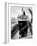 R.M.S. 'Queen Mary' in Dry Dock, Southampton, April 1936-null-Framed Photographic Print