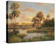 River Cove With Palms I-R Rutley-Stretched Canvas