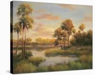 River Cove With Palms I-R Rutley-Stretched Canvas