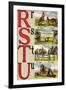 R, S, T, U Illustrated Letters-Edmund Evans-Framed Art Print