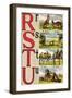 R, S, T, U Illustrated Letters-Edmund Evans-Framed Art Print