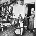 Spinning Wool Yarn, Cliffony, Sligo, 1908-1909-R Welch-Framed Stretched Canvas