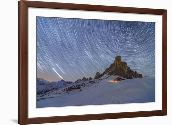 Ra Gusela, Giau Pass, Dolomites, Veneto, Italy. Winter startrail at Giau Pass-ClickAlps-Framed Photographic Print