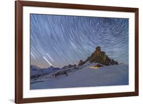 Ra Gusela, Giau Pass, Dolomites, Veneto, Italy. Winter startrail at Giau Pass-ClickAlps-Framed Photographic Print