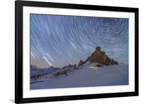 Ra Gusela, Giau Pass, Dolomites, Veneto, Italy. Winter startrail at Giau Pass-ClickAlps-Framed Photographic Print