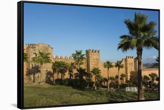 Rabat Morocco Beautiful Kasbah Udaya at Sunset with Palm Trees-Bill Bachmann-Framed Stretched Canvas