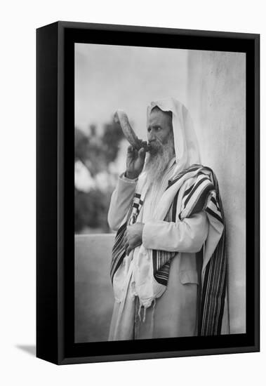 Rabbi Blowing the Shofar-null-Framed Stretched Canvas